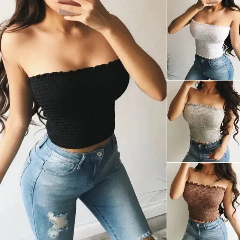 Sexy Fashion Summer Skinny Women Sleeveless Crop Tops Backl - EX-STOCK CANADA