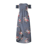 Elegant Ladies Summer Boho Vacation Resort Slit Maxi dress off shoulder Long floral Beach summer slit dress - EX-STOCK CANADA