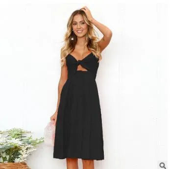 Women Summer cocktail dresses Spaghetti strap Midi Vacation Resort Sundress - EX-STOCK CANADA