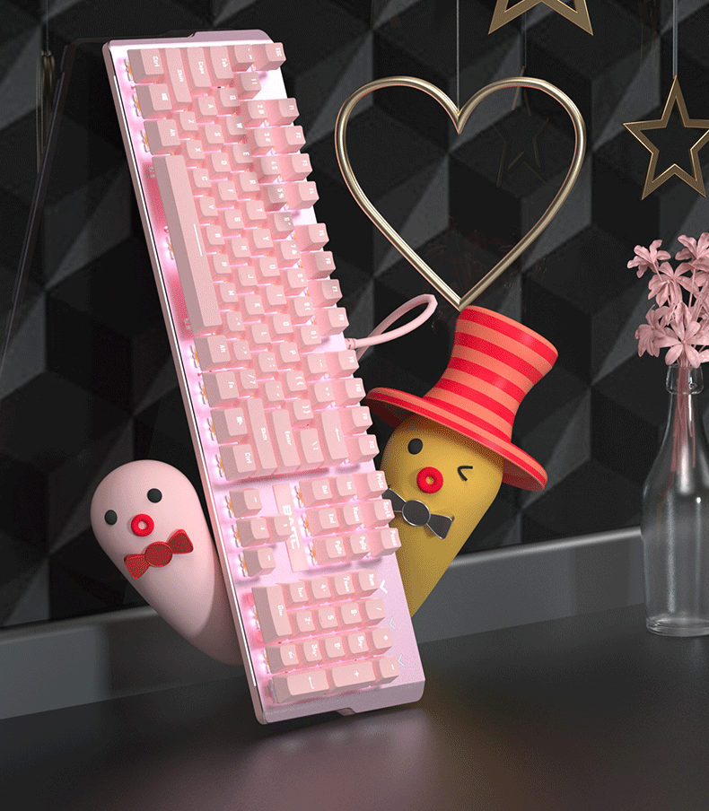 Pink Wired Mechanical Keyboard & Mouse Set with Backlight