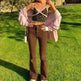 Brown High Waist Stretch Bootcut Jeans Women Casual Pants - EX-STOCK CANADA