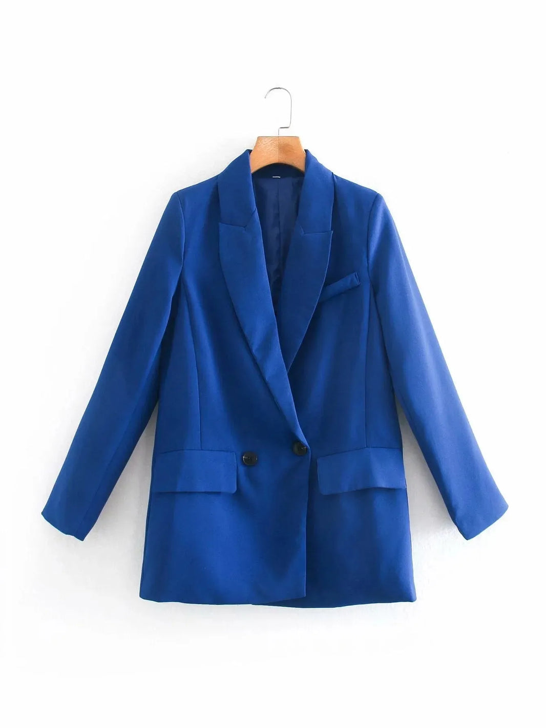 ZA Women Fashion Office Wear One Button Blazer Coat Vintage Long Sleeve Pockets Female Outerwear Chic Tops - EX-STOCK CANADA