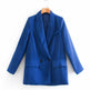 ZA Women Fashion Office Wear One Button Blazer Coat Vintage Long Sleeve Pockets Female Outerwear Chic Tops - EX-STOCK CANADA