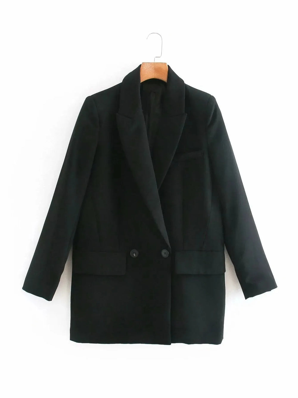 ZA Women Fashion Office Wear One Button Blazer Coat Vintage Long Sleeve Pockets Female Outerwear Chic Tops - EX-STOCK CANADA