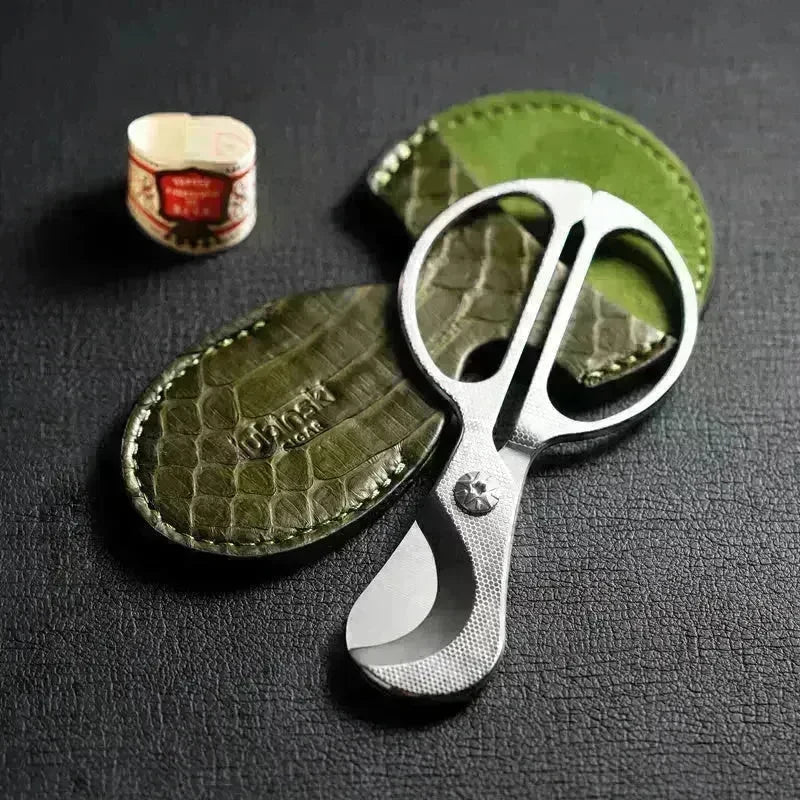 Cubinski Stainless Steel Sharp Cigar Scissors Leather Protective sleeve case - EX-STOCK CANADA