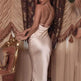 Elegant Women's Midi Satin Dress One Shoulder Spaghetti Strap Backless Ruched Summer DRESS - EX-STOCK CANADA