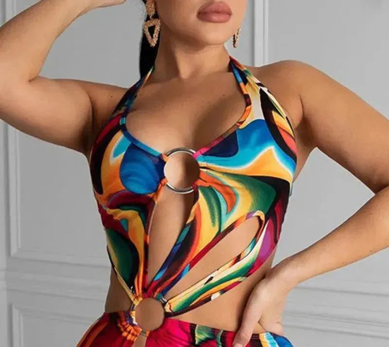 Adogirl Summer Hollow Out Halter Dress Sexy عاريات النساء عاريات النساء متعددة الألوان في المساء نادي الشاطئ ارتداء ثياب صغيرة نحيفة