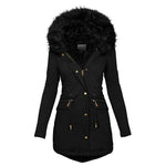 Women's Plush Hooded Parkas Winter Warm Thick  Zip-up Jackets Casual Mid-length Solid Buckle Pockets Coat Outerwear Clothing EX-STOCK Canada 