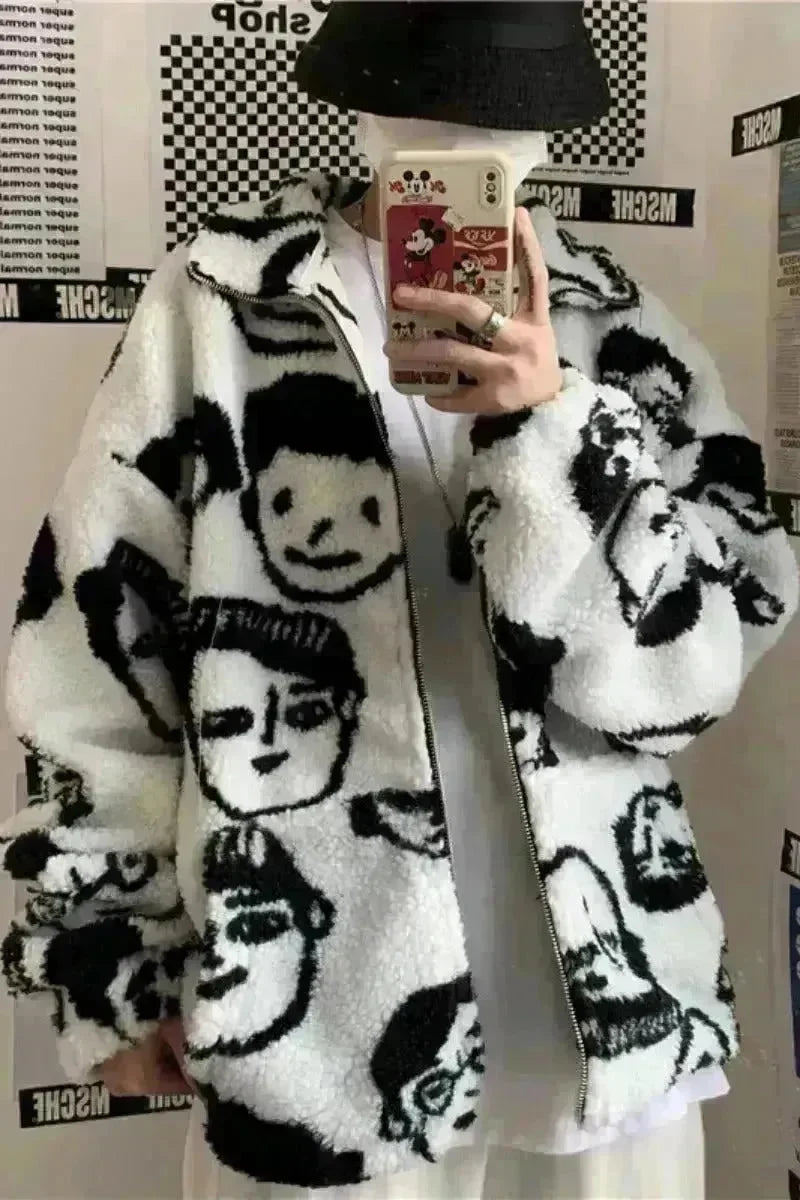 New Autumn Winter  Casual White Zip up Plush Cardigan Sweater Unisex - EX-STOCK CANADA