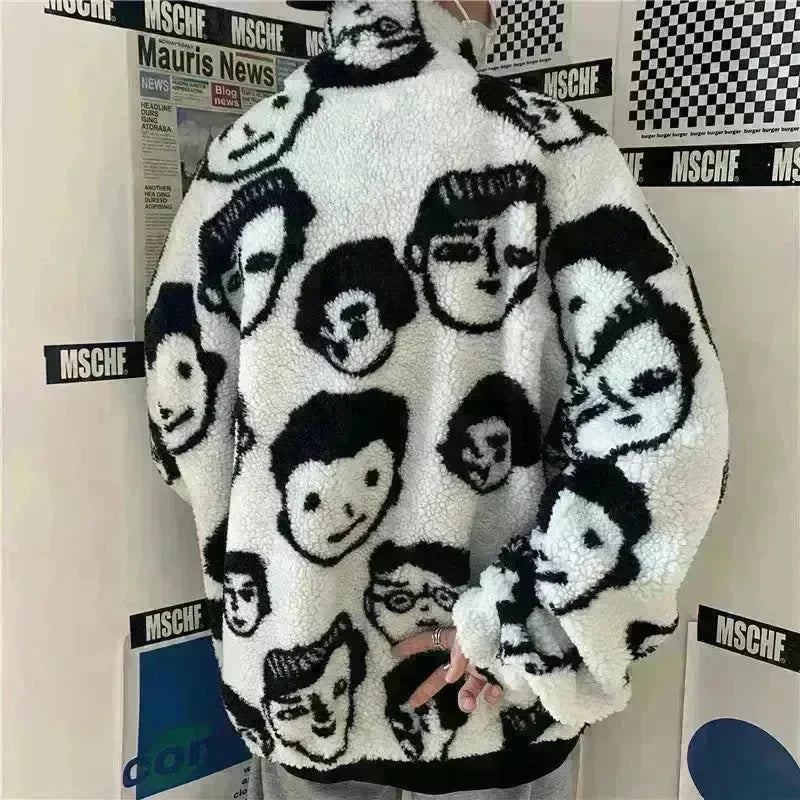 New Autumn Winter  Casual White Zip up Plush Cardigan Sweater Unisex - EX-STOCK CANADA