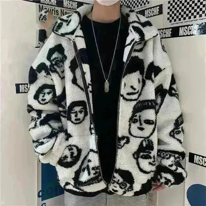 New Autumn Winter  Casual White Zip up Plush Cardigan Sweater Unisex - EX-STOCK CANADA