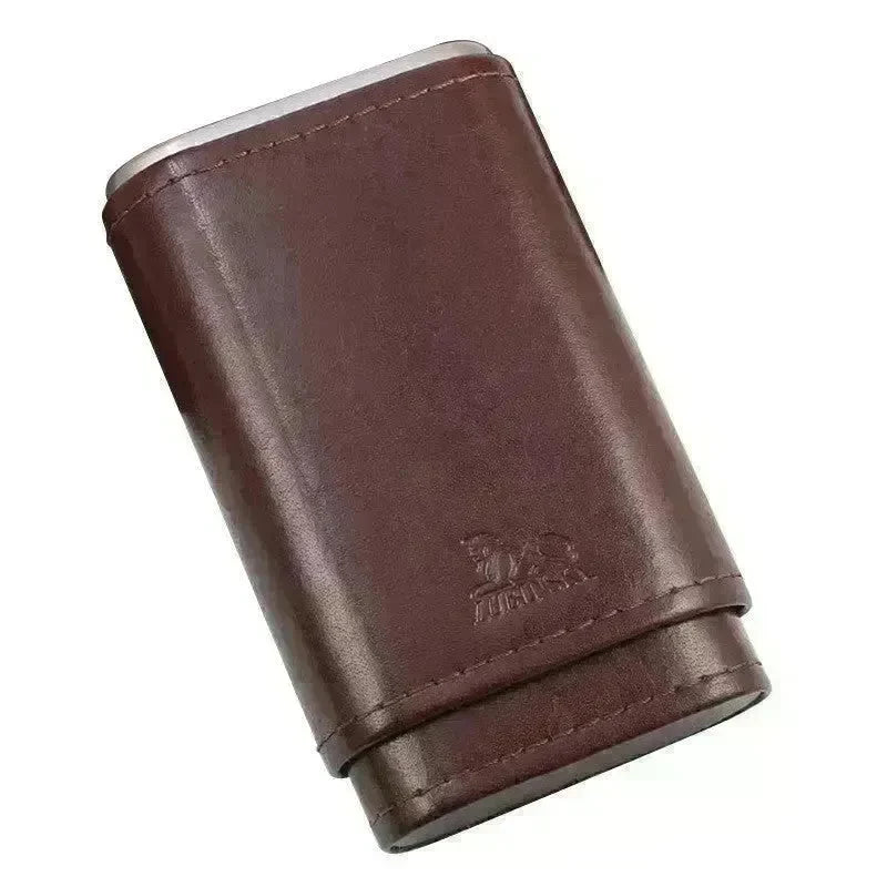 Portable Travel 3 Pack Humidifying Leather Cigar Case - EX-STOCK CANADA