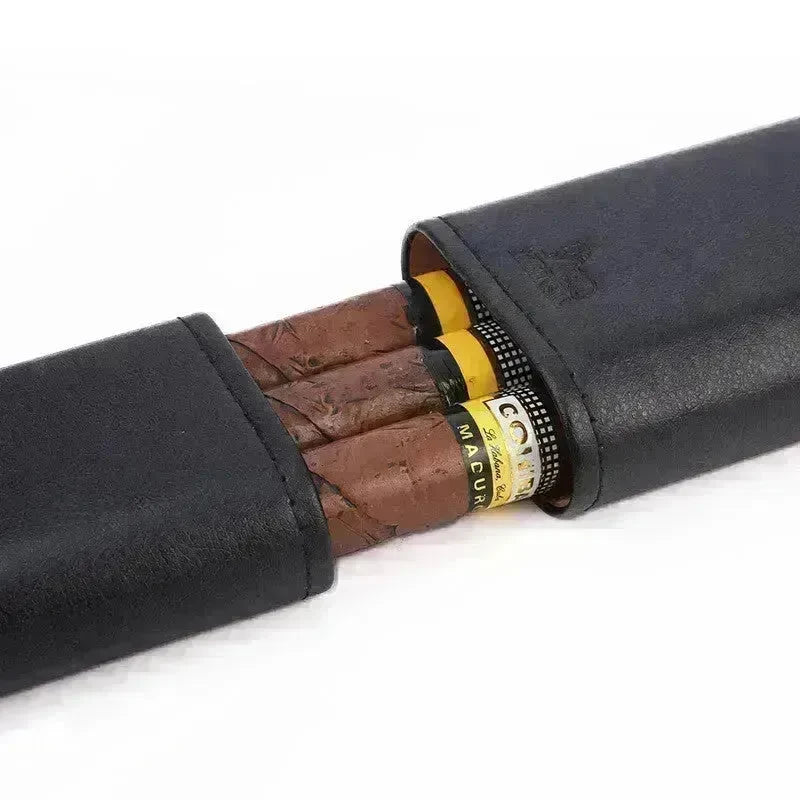 Portable Travel 3 Pack Humidifying Leather Cigar Case - EX-STOCK CANADA
