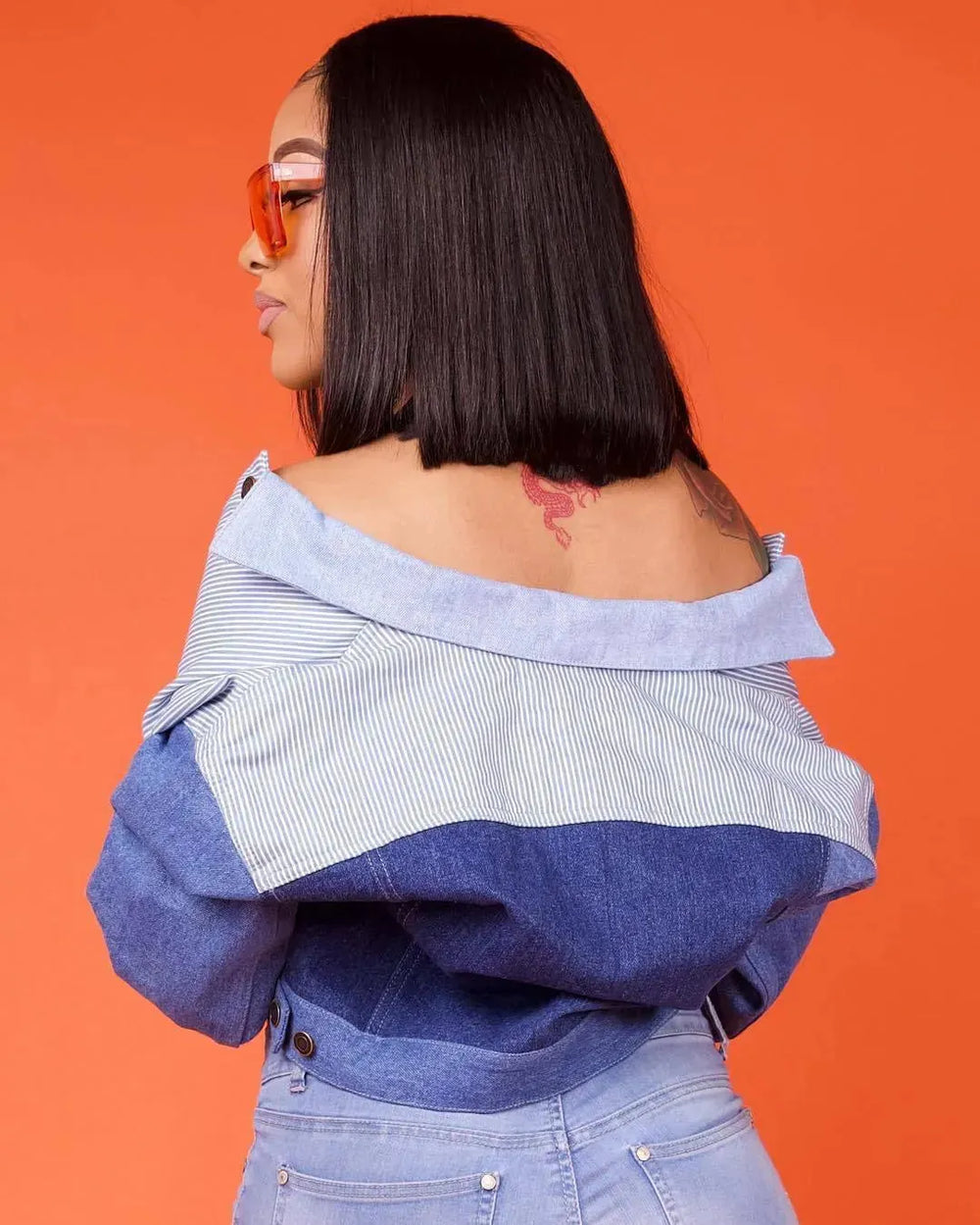 Casual Women Single Breasted Lapel Oversized Crop Denim Jacket - EX-STOCK CANADA