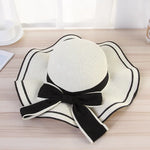 Summer Sol Sol Mujeres Sombreros de paja Sunshade Panamá Panamá Fashion Bow Beach Gat Beach Beathable Viajes de viaje