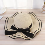 Summer Sol Sol Mujeres Sombreros de paja Sunshade Panamá Panamá Fashion Bow Beach Gat Beach Beathable Viajes de viaje