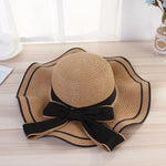 Summer Sol Sol Mujeres Sombreros de paja Sunshade Panamá Panamá Fashion Bow Beach Gat Beach Beathable Viajes de viaje