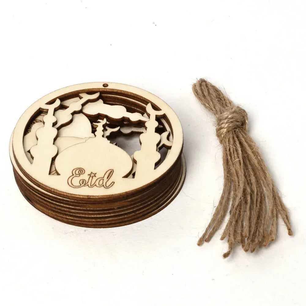 Wooden Small Pendants Creative Home Decoration Gurbang Eid Mubarak Wooden Crafts Ornaments - EX-STOCK CANADA