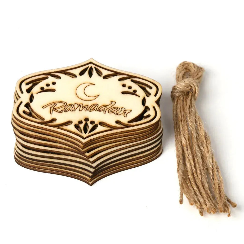 Wooden Small Pendants Creative Home Decoration Gurbang Eid Mubarak Wooden Crafts Ornaments - EX-STOCK CANADA