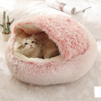 2 In 1 Dog And Cat Bed Pet Winter Bed Round Plush Warm Bed House Soft Long Plush Pets Bed Pet Products EX-STOCK Canada 