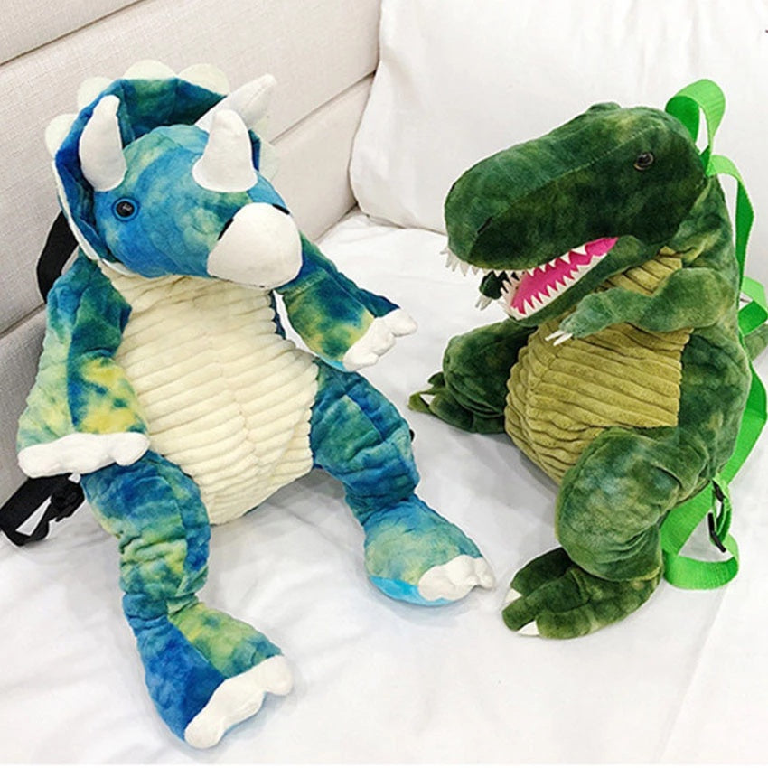 Creative 3D Dinosaur Backpack for Children Cartoon Animal Plush Dinosaurs Bag Cute Funny Parent-child Bags for Girl Boys EX-STOCK