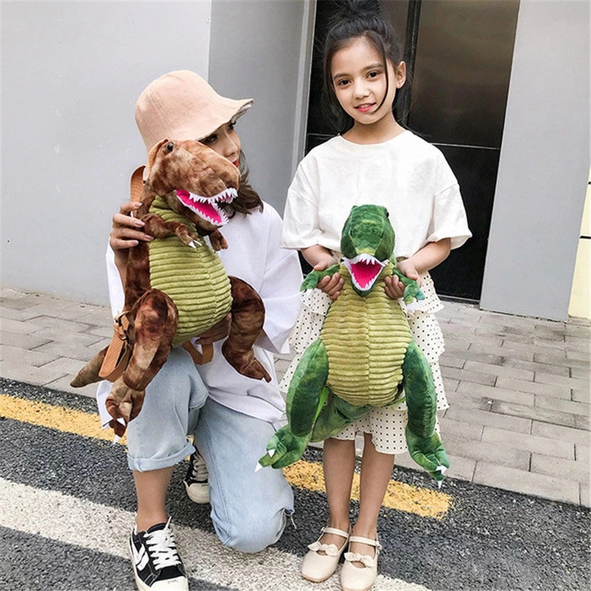 Creative 3D Dinosaur Backpack for Children Cartoon Animal Plush Dinosaurs Bag Cute Funny Parent-child Bags for Girl Boys EX-STOCK