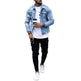 Lapel Men's Denim Jacket Ripped Irregular Washed Jacket Jeans - EX-STOCK CANADA