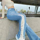 New Style Women's Casual Pierced Drawnwork High Waist Bootcut Washed Jeans - EX-STOCK CANADA