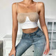 InstaHot Cami Top Women Summer Rib Knit Bikini Patchwork Slash Neck Slim Skinny Backless Crop Top Casual Fashion Strap Tops - EX-STOCK CANADA