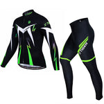 Men's Long Sleeve Cycling Jersey Set – Quick-Dry Road Bike Suit | Red & Green | XS–3XL