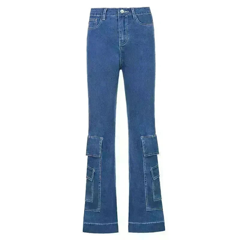 Women's High-waist Casual Trousers With Pocket Drape Bootcut Jeans - EX-STOCK CANADA
