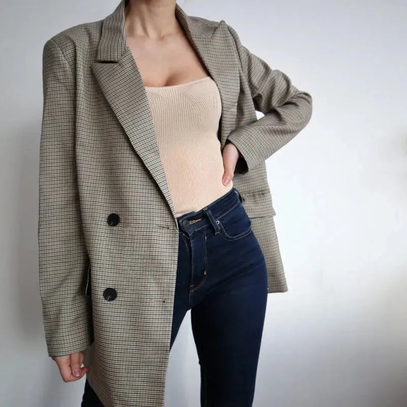 Spring Blazer Women Double Breasted Oversized jacket - EX-STOCK CANADA