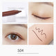 Eyebrow pencil with close-up of application on eye and skin texture.