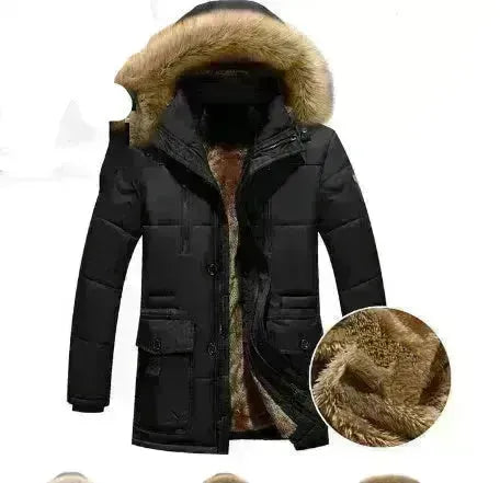 Thick Parka Men Winter Jacket Faux Fur Hoodie Collar