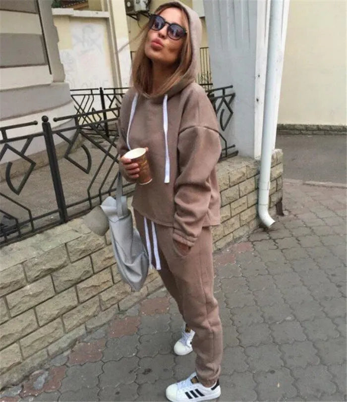 2pcs unisex Drawstring Hoodie Sport suit Athleisure wear - EX-STOCK CANADA