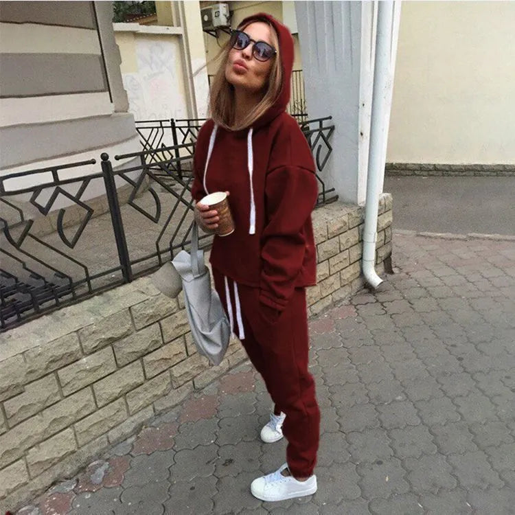 2pcs unisex Drawstring Hoodie Sport suit Athleisure wear - EX-STOCK CANADA