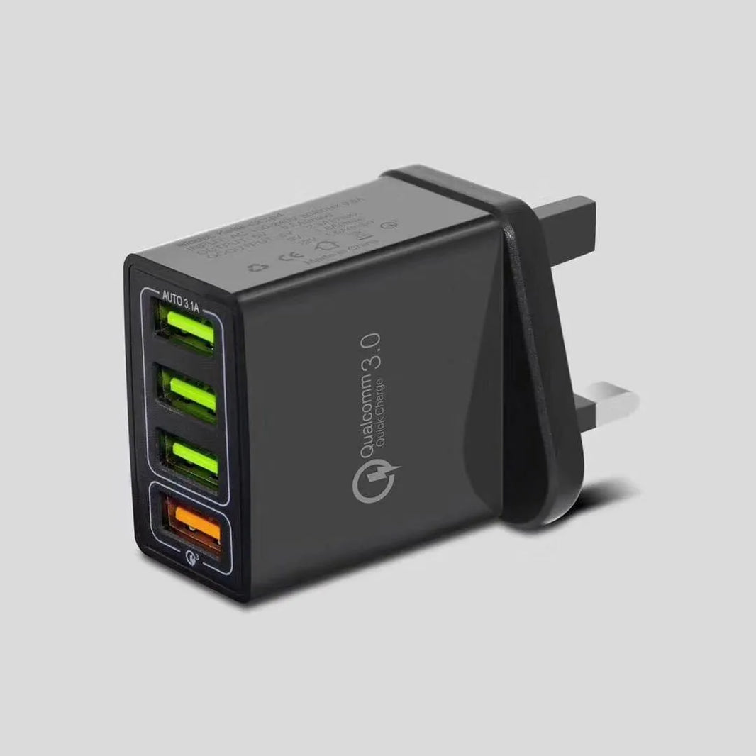 Smart 4 Ports USB Fast Charger US European British Standard