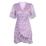 Casual Women Summer Boho Dress V-neck Mini Wrap dress chiffon - EX-STOCK CANADA