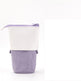Two-toned pouch with white top and purple bottom on a white background