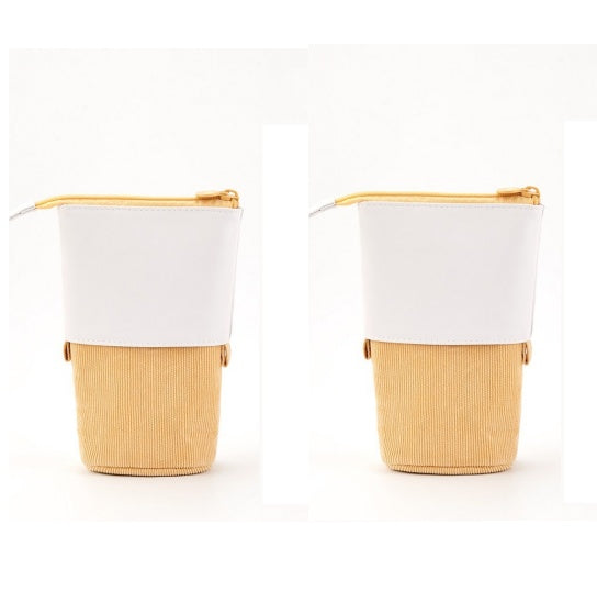 Corduroy Retractable Pencil Case – Cute Round Pouch in 5 Colours (1PC or 2PCS)
