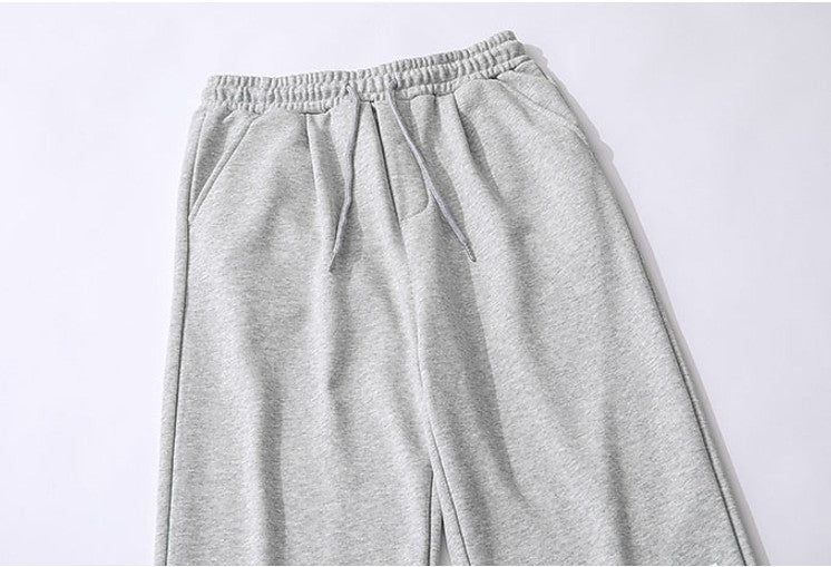 Pantalones Deportivos de Pierna Recta con Etiqueta Bordada – Joggers de Algodón de Corte Holgado en Gris, Azul y Rosa