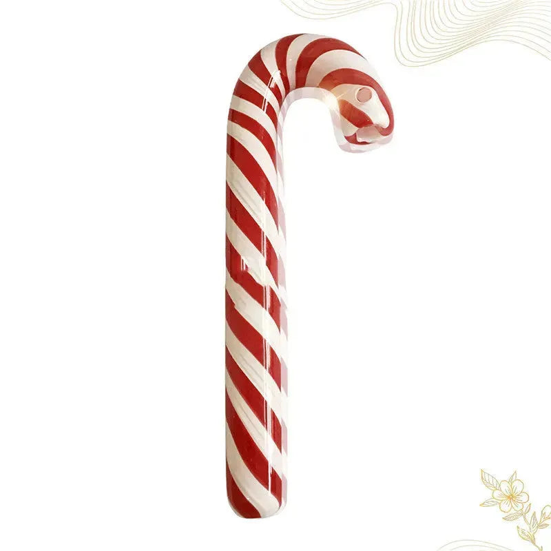 Red Striped Glass Pipe Cane Glass Hookah Glass Smoking Set - EX-STOCK CANADA