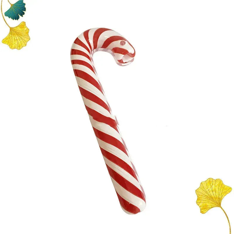 Red Striped Glass Pipe Cane Glass Hookah Glass Smoking Set - EX-STOCK CANADA