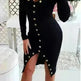 Autumn Winter Party Club V-neck Split Bodycon Sweater Dress - EX-STOCK CANADA