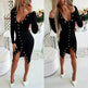 Autumn Winter Party Club V-neck Split Bodycon Sweater Dress - EX-STOCK CANADA
