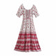Aachoae Women Elegant A Line Long Maxi Dress With Belt Summer Floral Print Beach Dress Ruffle Short Sleeve Bow Tie Chic Dresses - EX-STOCK CANADA