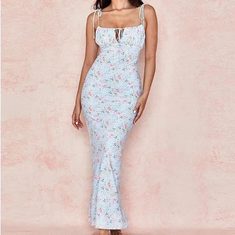 Summer Floral Print Dress Women Sexy Party Long Dresses Puff Short Sleeve - EX-STOCK CANADA