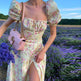 Summer Floral Print Dress Women Sexy Party Long Dresses Puff Short Sleeve - EX-STOCK CANADA