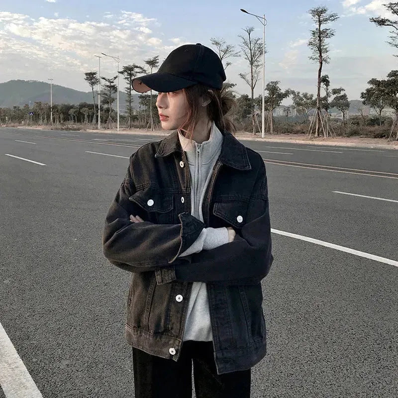 Casual Unisex Oversized loose Washed Denim Jacket - EX-STOCK CANADA