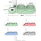 Pet feeding station with measurement details on a white background